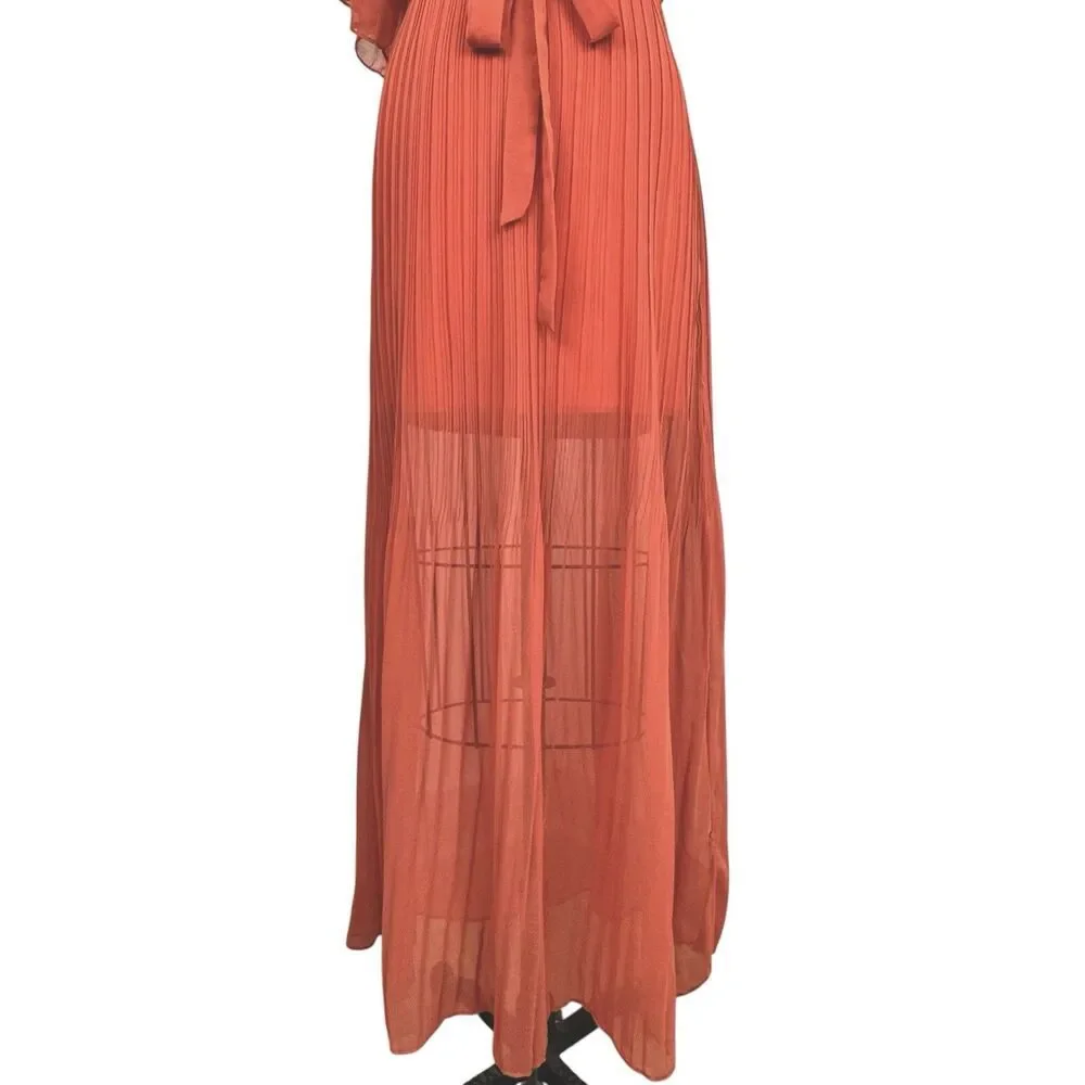 NEW Ya Los Angeles One Shoulder Maxi Dress Womens S Belted Boho Wedding Guest‎